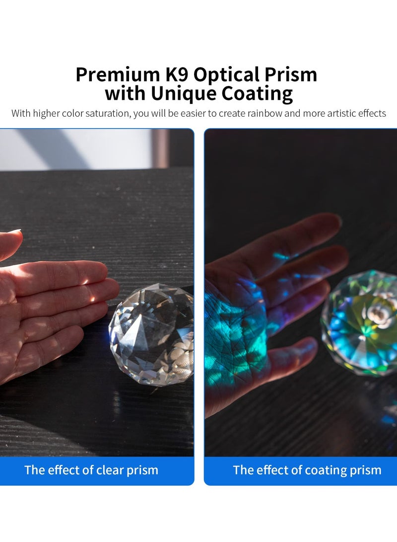 SYOSI Photography Prism, Optical Crystal Glass Ball Filter with 1/4" Thread Mount, Portable 60mm Rainbow Prism for Photos and Teaching Light Spectrum Physics - Image 3