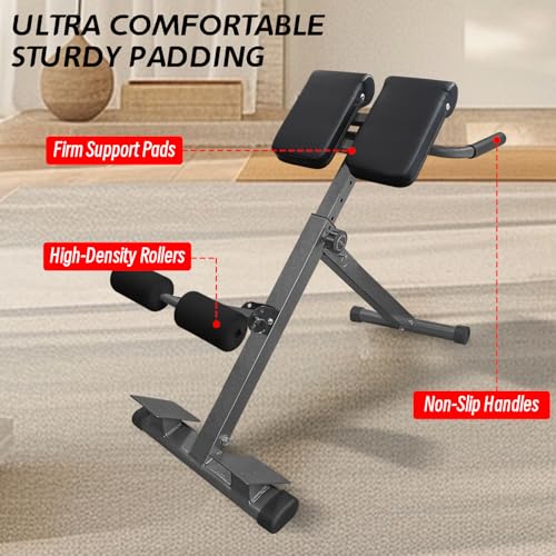 Houbos Hyperextension Roman Chair - Adjustable Bench Foldable Exercise Bench Back Extension Machine Roman Chair Exercise Equipment for Home - Image 3