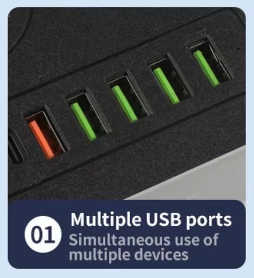 NOJTI Extension Board, Power Strip with 6 USB Ports and 3 Universal Socket, 2500W 10A Extension Cord, 3-Pin Surge Protector Power Strip for Home, Office, Computer, Mobile Charging (White-Z65) - Image 5