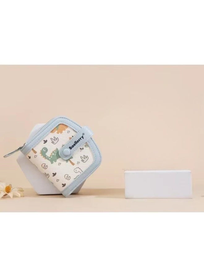 بايلليري محفظة طباعة الديناصورات لطيفة للأطفال الجدد ، حقيبة بطاقة محفظة الكرتون ، محفظة سحاب طالب قصيرة ، محفظة محمولة ، مصممة عصرية ولطيفة ، صغيرة وطزجة ومتطابقة الألوان ، مناسبة لمحفظة عالمية يومية. - Image 2