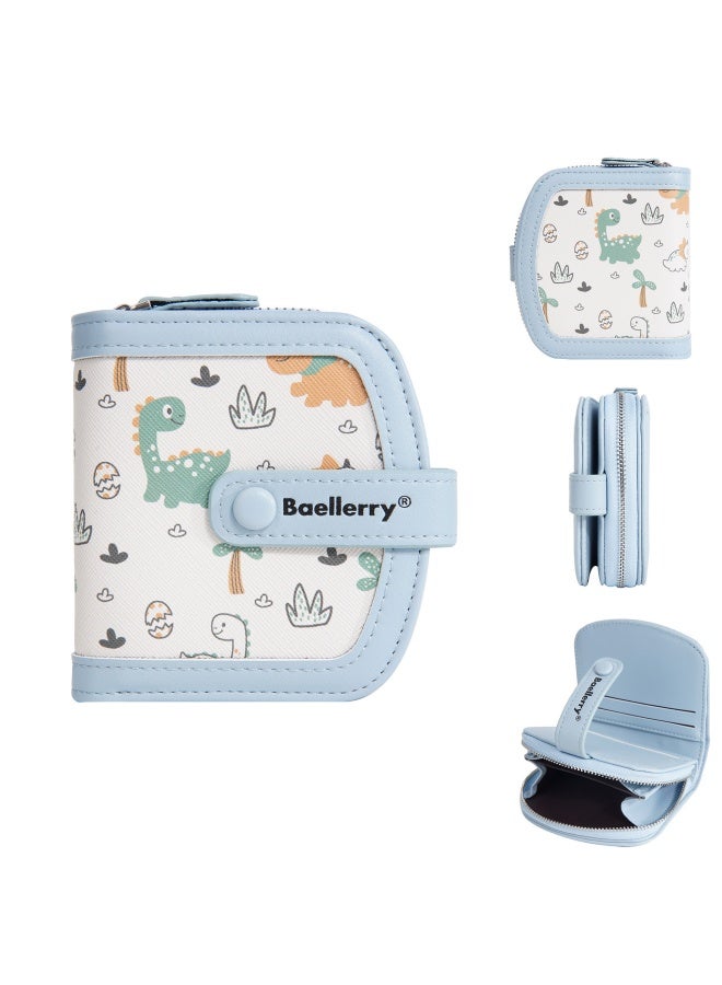 بايلليري محفظة طباعة الديناصورات لطيفة للأطفال الجدد ، حقيبة بطاقة محفظة الكرتون ، محفظة سحاب طالب قصيرة ، محفظة محمولة ، مصممة عصرية ولطيفة ، صغيرة وطزجة ومتطابقة الألوان ، مناسبة لمحفظة عالمية يومية. - Image 1