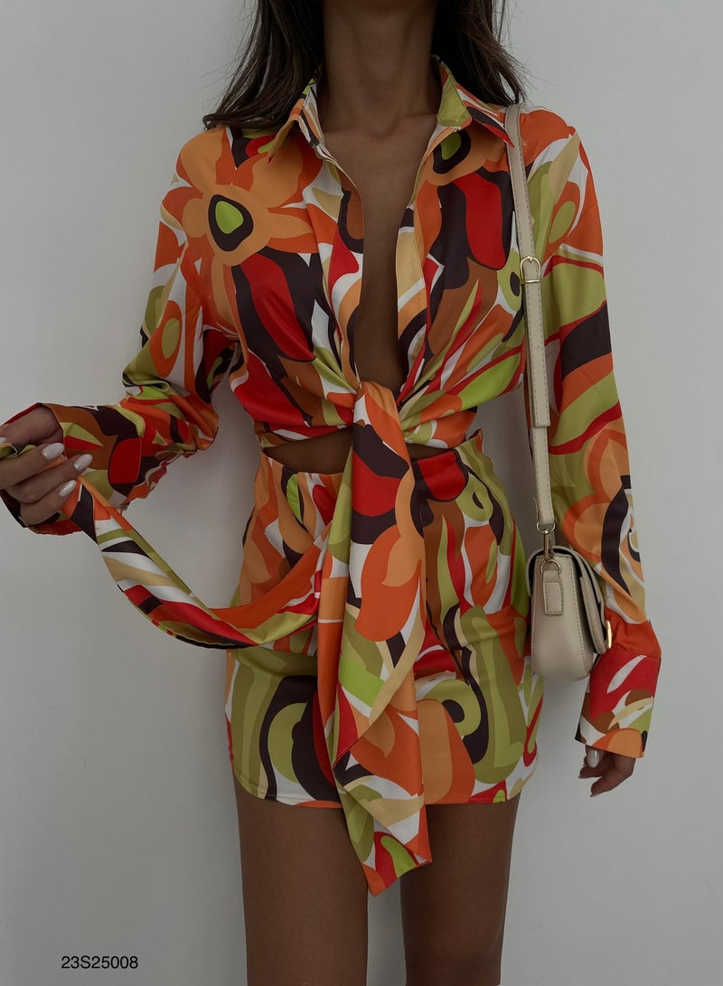 Floral Tie Mini Dress  - Image 4