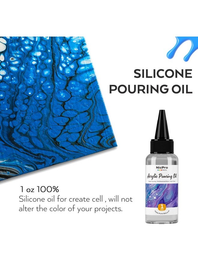 Nicpro - Titanium White Color Acrylic Pour Paint 32 Ounce Premixed Pouring Paint Supplies With Silicone Pour Oil & Gloves For Canvas Rock Wood Cell Creation Flow Diy Art Painting Ready To Pour - Image 1