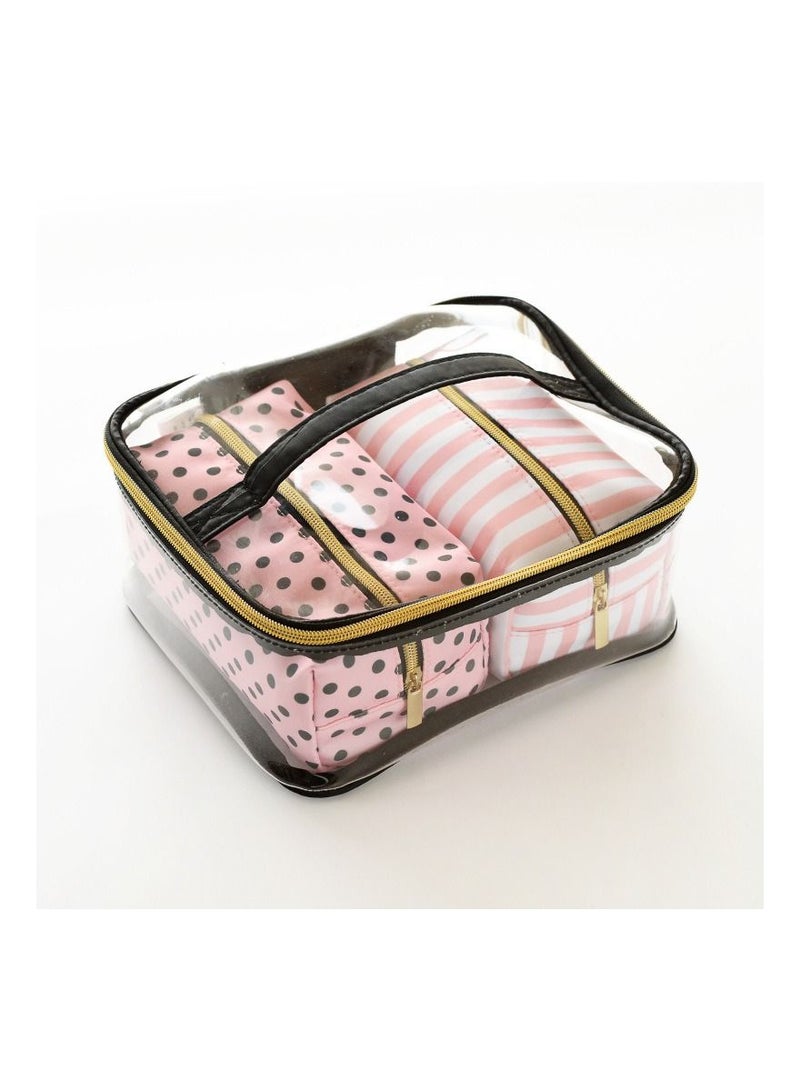 BP 4-Piece Cosmetic Bags Set Clear/Black/Pink - Image 1
