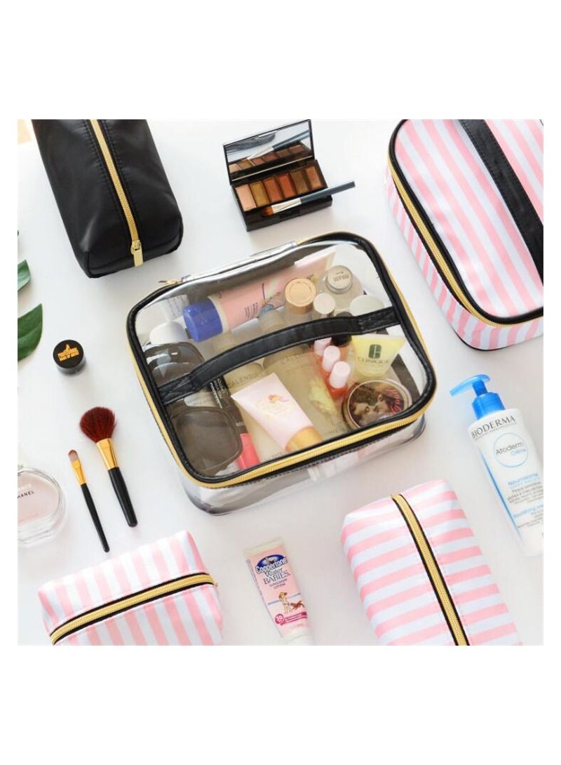 BP 4-Piece Cosmetic Bags Set Clear/Black/Pink - Image 3