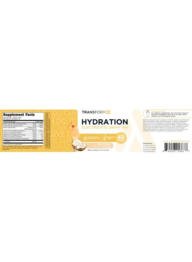 TransformHQ Hydration 42 Servings (Pina Colada) - Electrolytes, Mental Clarity, Vitamins - Image 5