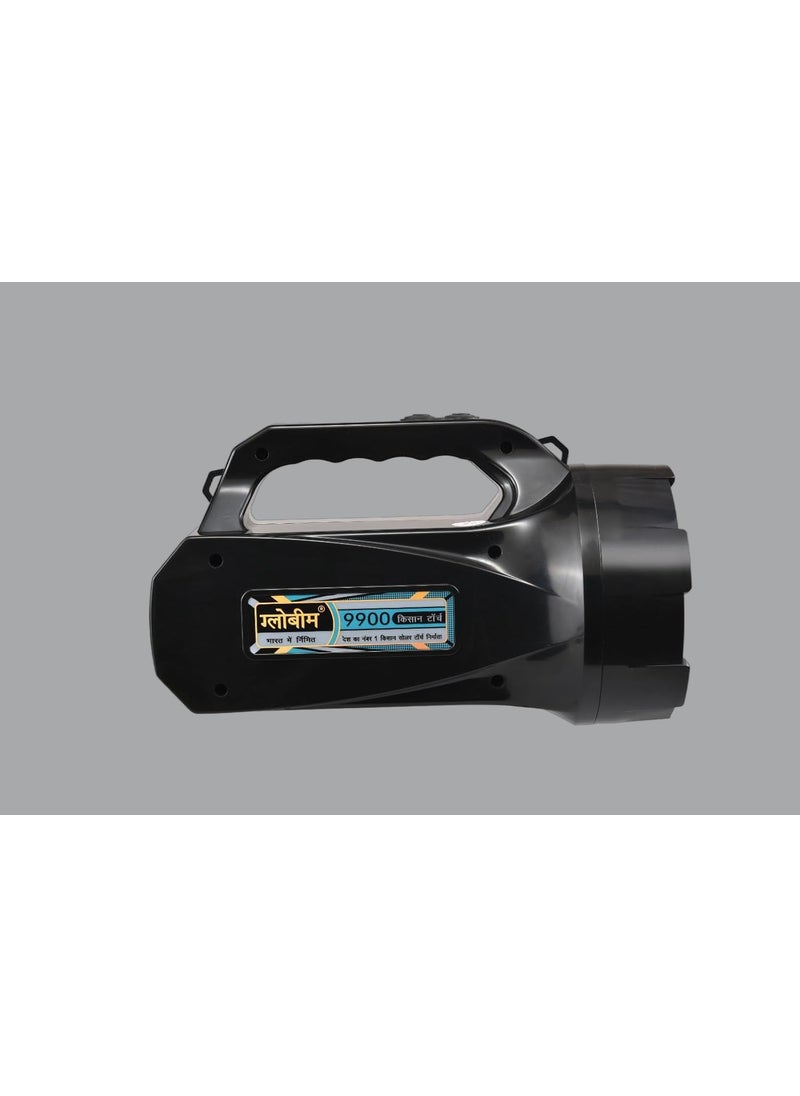 GLOBEAM GLOBEAM 9900 Kisan Rechargeable Torch with Side Emergency Light 7000 mAh Battery with Long Range Distance Light for Kisan Farmers Villagers ABS Plastic  - Image 3