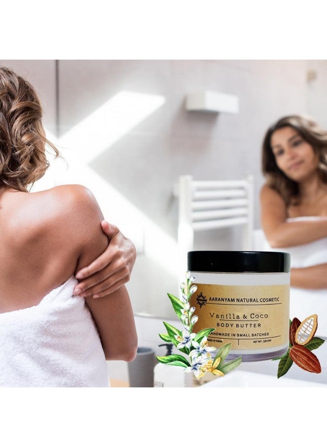 Aaranyam | Vanilla & Coconut Body Butter moisturizer cream - dry skin moisturizer with goodness of shea butter raw cocoa butter - Body Cream - winter cream For Women & Men, 120 g - Image 4