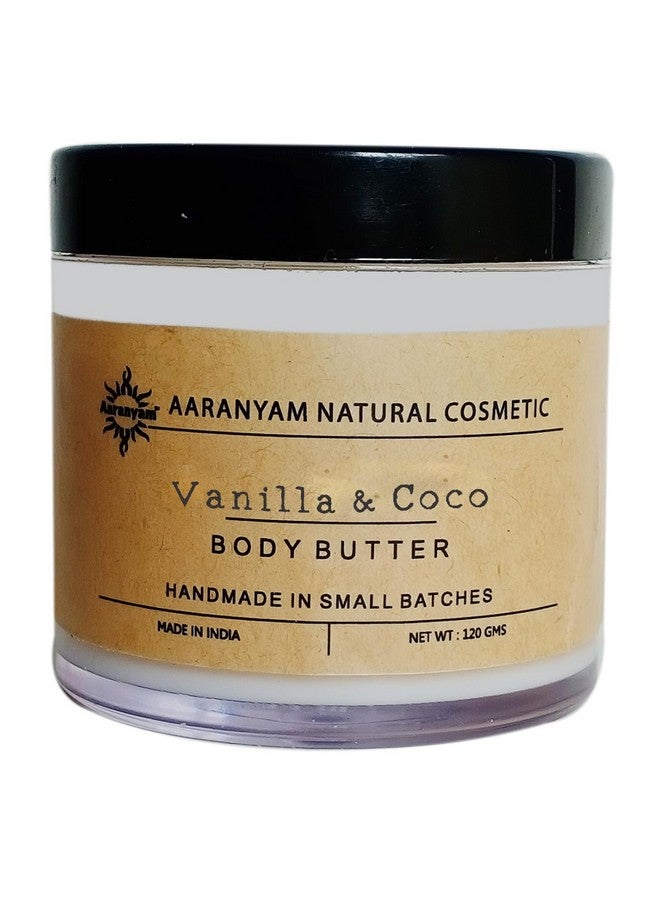 Aaranyam | Vanilla & Coconut Body Butter moisturizer cream - dry skin moisturizer with goodness of shea butter raw cocoa butter - Body Cream - winter cream For Women & Men, 120 g - Image 1