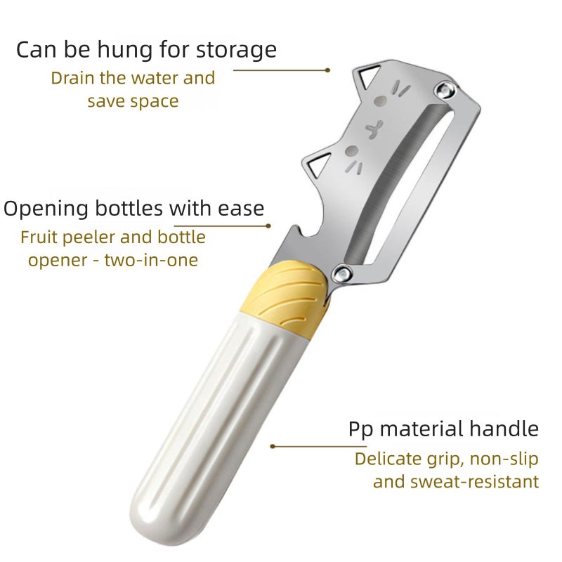 ANMIOU Multifunctional Vegetable Peeler with Stainless Steel Blade and Bottle Opener - Ideal for Veggie Potato Carrot and Apple Peeling - Image 3