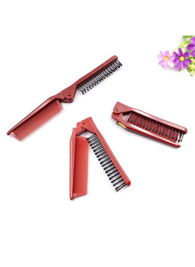 GBSTORE بستوري مشط شعر قابل للطي 2 قطعة مشط شعر محمول فرشاة شعر مزدوجة الرأس مشط تدليك مضاد للكهرباء الساكنة لأدوات تصفيف شعر الفتيات والأطفال - Image 3