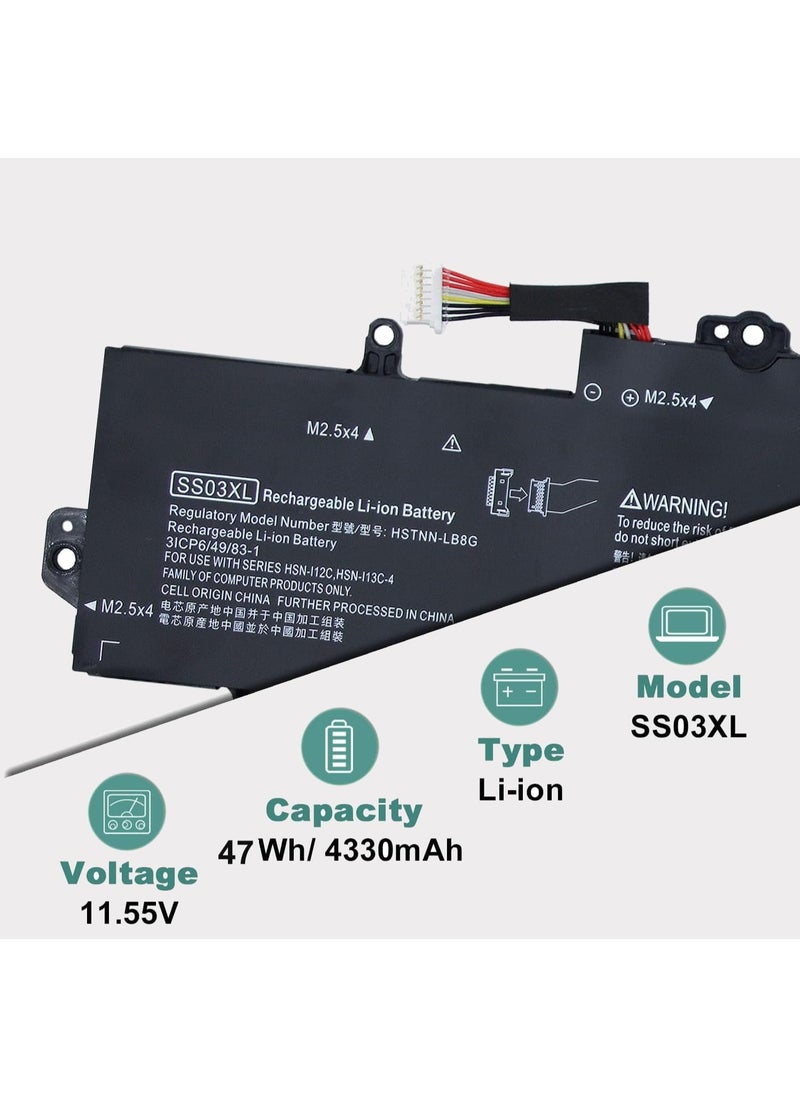 Terabyte SS03XL 933321-855 Laptop Battery Replace for Hp EliteBook 840 G5 G6 Notebook 730 735 740 745 830 846 G5 840 G6 735 745 830 G6 ZBook 14U G5 G6 Series HSN-I13C-4 HSTNN-LB8G 932823-421 933321-852 50Wh  - Image 3