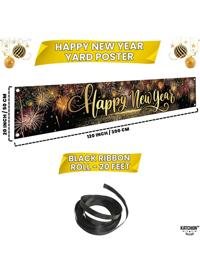 KATCHON Xtralarge Happy New Year Yard Sign 120X20 Inch Happy New Year Banner 2024 For Party Happy New Year Yard Banner For Happy New Year Decorations 2024 New Years Eve Party Supplies 2024  - Image 2