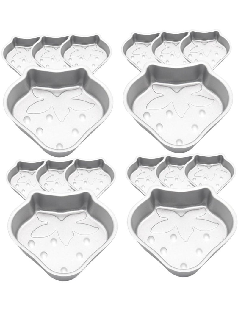 Excefore - Strawberry Silicone Mold, 16 Pcs Oven Baking Molds Muffin Mini Tart Pans Mini Cake Molds Silicon Cup Cakes Trays Individual Cheesecake Pans Tartlet Carbon Steel Bozai Cake Paper Cup - Image 1
