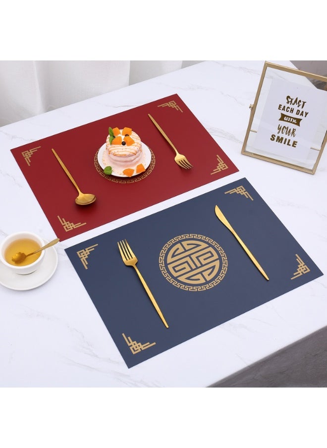 NIBEMINENT 2pcs Chinese Square Simple Leather Table Mat  - Image 3