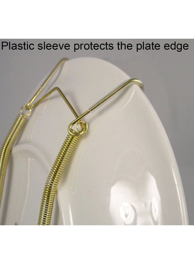Creative Hobbies Deluxe Plate Display Hangers - 3 Different Sizes Assortment - Assembled & Ready to Use - Hang 5 to 14 Inch Plates - Gold Wire Spring Type, Hanger Hooks & Nails Included | Pack of 3 Hangers - Image 3