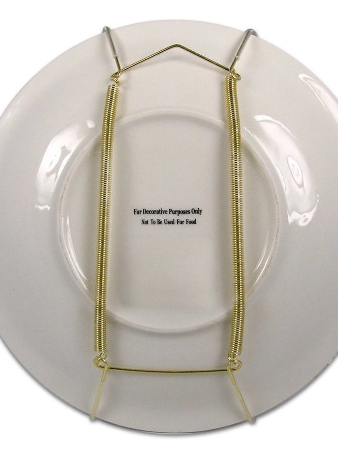 Creative Hobbies Deluxe Plate Display Hangers - 3 Different Sizes Assortment - Assembled & Ready to Use - Hang 5 to 14 Inch Plates - Gold Wire Spring Type, Hanger Hooks & Nails Included | Pack of 3 Hangers - Image 2