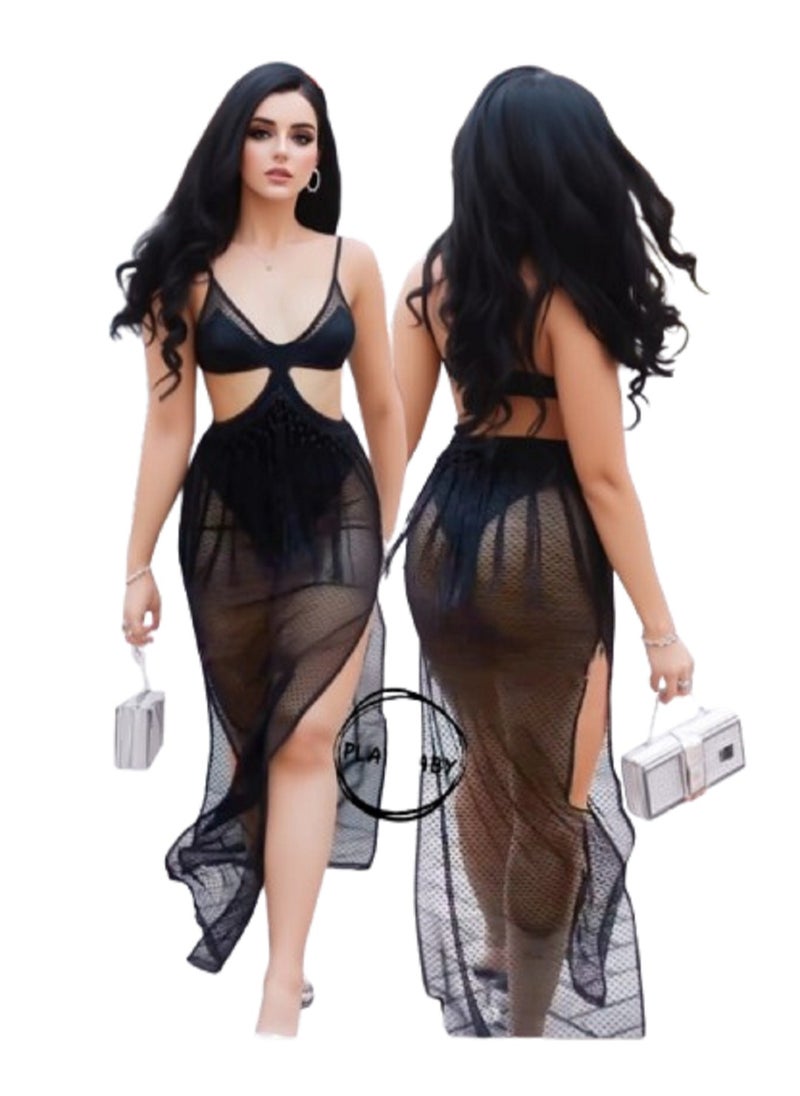 MANIKAN MANIKAN Lingerie set women made of Lycra and mesh with open sides and back 