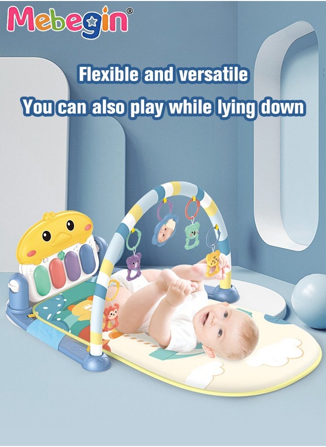 MEBEGIN - 2 in 1 Baby Gym Play Mats and Rocking Chair, 53*73*44cm Baby Activity Mat, 50*81*61cm Multi-functional Baby Early Learning Chair with Detachable Toys, Soothing Baby Bouncer Chair, Musical Activity Center for Newborn - Image 1