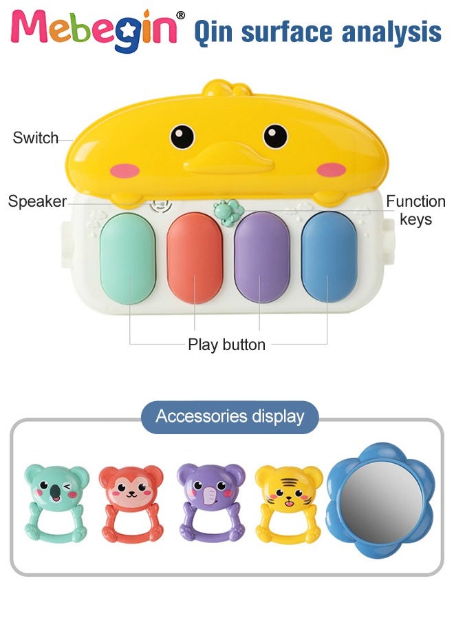 MEBEGIN - 2 in 1 Baby Gym Play Mats and Rocking Chair, 53*73*44cm Baby Activity Mat, 50*81*61cm Multi-functional Baby Early Learning Chair with Detachable Toys, Soothing Baby Bouncer Chair, Musical Activity Center for Newborn - Image 1