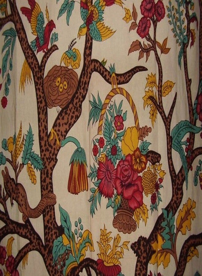 India Arts Tree of Life Tab Top Curtain Drape Panel Cotton 44" x 88" Beige - Image 2
