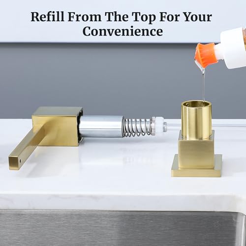 Ultimate Unicorn Sink Soap Dispenser for Kitchen Sink (Brushed Gold), All Brass Built-in and Refill from Top Design,Metal Hand Soap & Dish Soap Copper Pump - Image 5