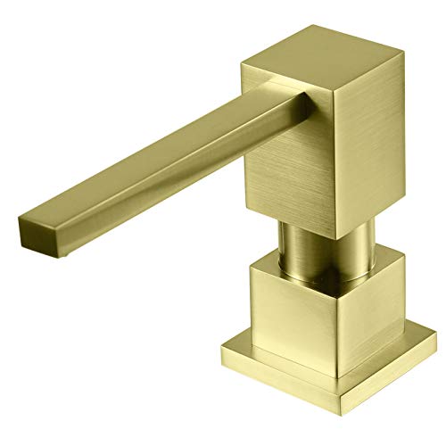Ultimate Unicorn Sink Soap Dispenser for Kitchen Sink (Brushed Gold), All Brass Built-in and Refill from Top Design,Metal Hand Soap & Dish Soap Copper Pump - Image 1