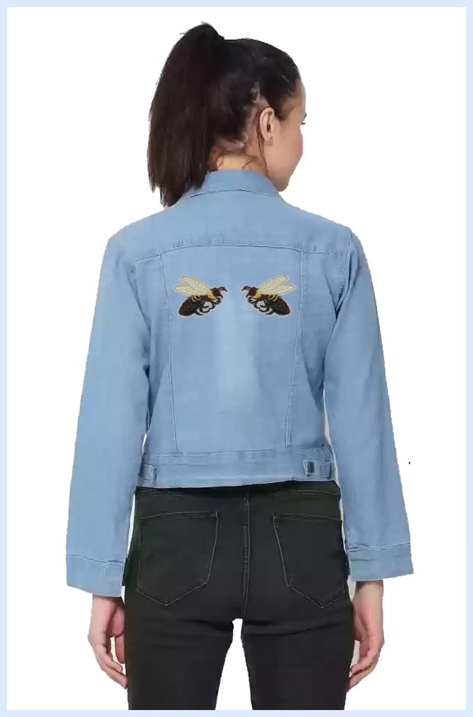 2 Different Bee Insect Applique Embroidered Sewon Patch Each Size 78cm x 7cm for Jackets Bags Caps Jeans Pants Outdoor Clothing Imported from Malaysia 1 Pair Code SBX64  - Image 3