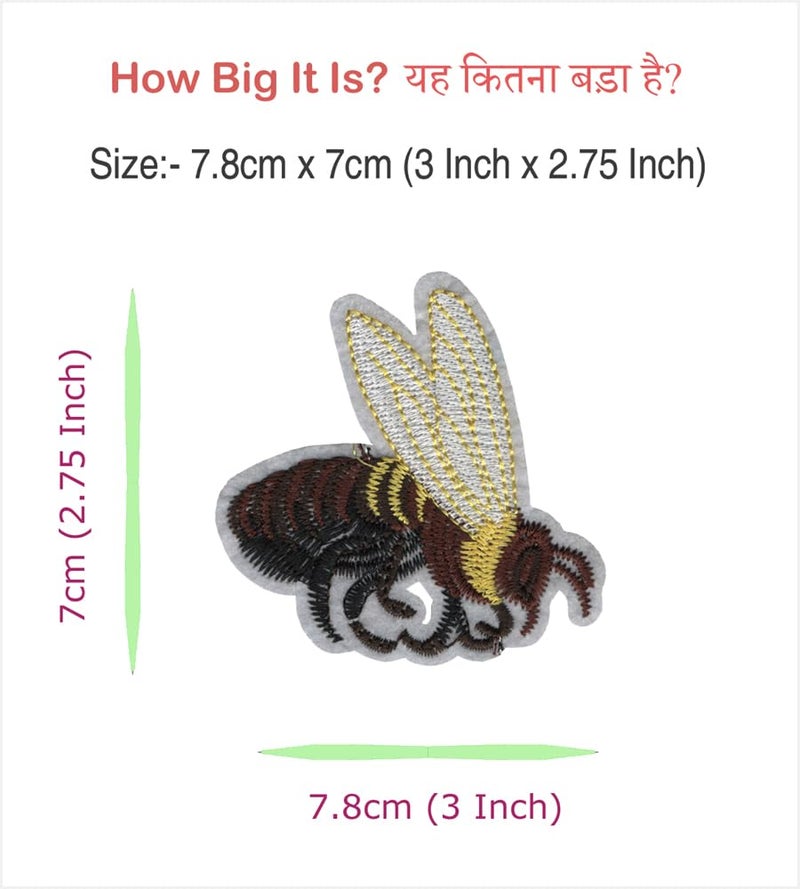 2 Different Bee Insect Applique Embroidered Sewon Patch Each Size 78cm x 7cm for Jackets Bags Caps Jeans Pants Outdoor Clothing Imported from Malaysia 1 Pair Code SBX64  - Image 2