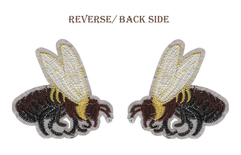 2 Different Bee Insect Applique Embroidered Sewon Patch Each Size 78cm x 7cm for Jackets Bags Caps Jeans Pants Outdoor Clothing Imported from Malaysia 1 Pair Code SBX64  - Image 5