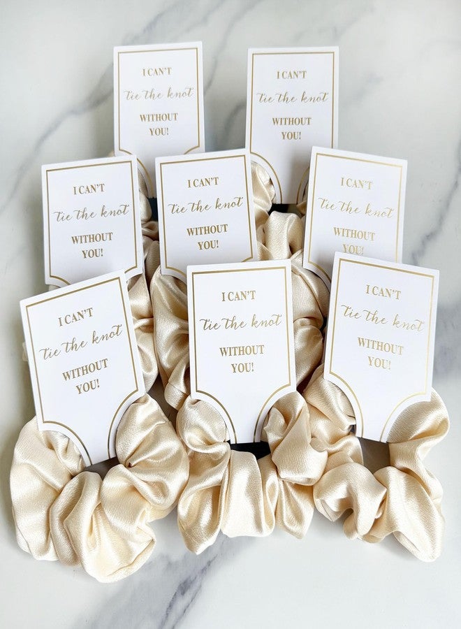 TCOMVEZ 16pcs Bridesmaid Gifts,Bridesmaid Proposal Gifts, Pearl Hair Clips Satin Scrunchies Hair Accessories for Bachelorette Wedding Party Favors (Beige) - Image 3