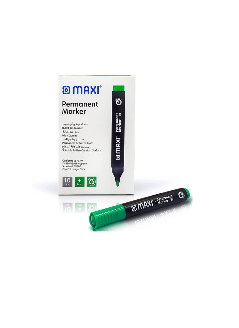Maxi - Maxi Permanent marker with Bullet tip 10pc Green - Image 1