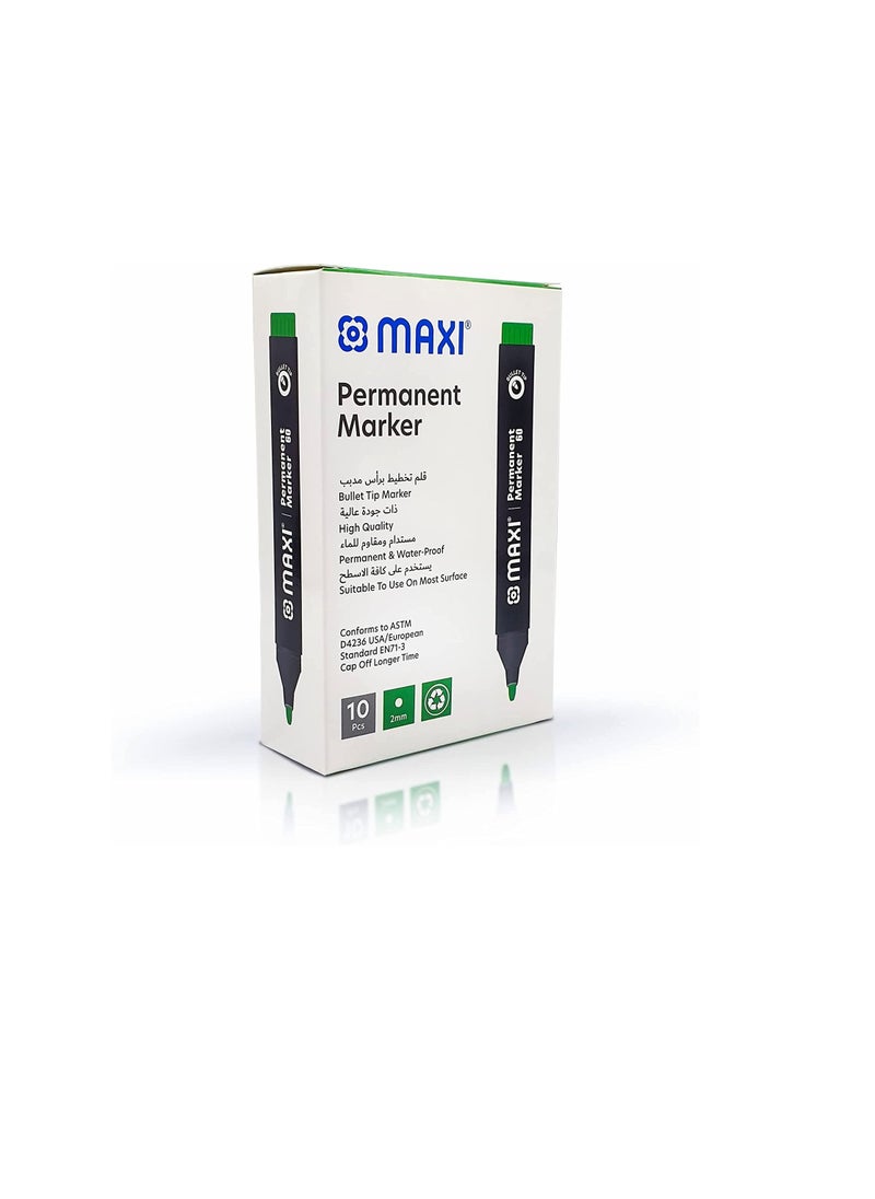 Maxi - Maxi Permanent marker with Bullet tip 10pc Green - Image 1