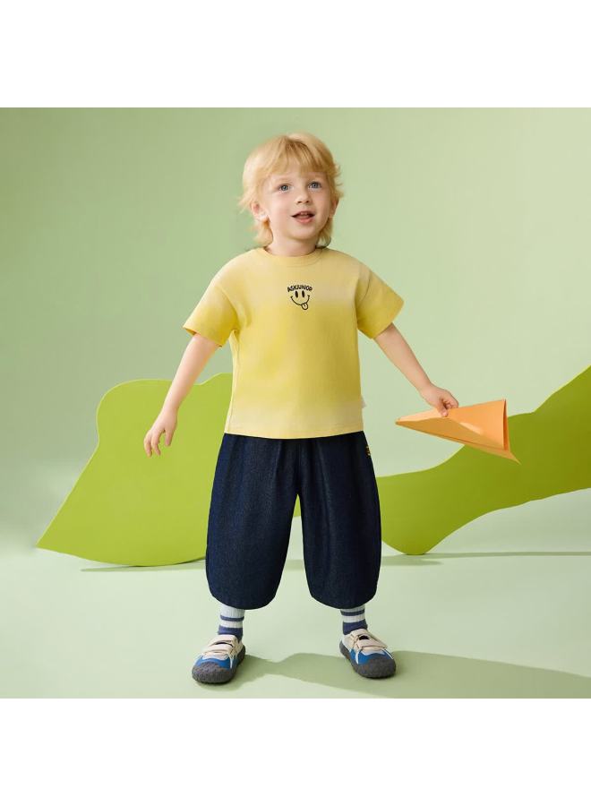 Ask Junior Kids Children's Pants Spring Denim Boys Vintage Loose Harem Casual Cropped Pants Navy Blue Size 120 - Image 4