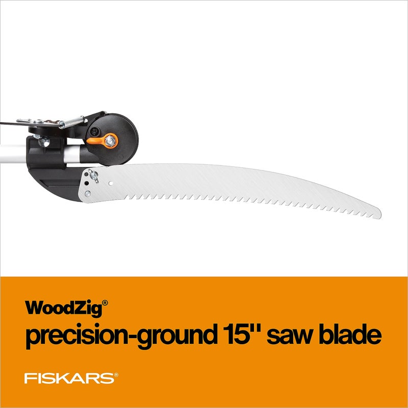 Fiskars 2-in-1 Extendable Tree Pruner and Pole Saw (Extends 7.9 - 12 feet) with Rotating Head, Pruning Stik Model with 15-Inch Double-Grind Saw Blade, and Double Locking System - Image 4