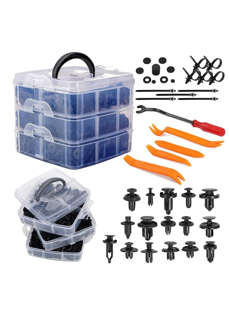 665pcs Car Push In Rivet Clips Plastic Fasteners Set for Car with 16 Most Popular Door Trim Panel Clips for GM Ford Toyota Honda Nissan and More - Image 1