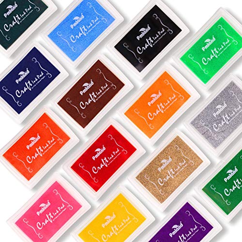 PMLAND Craft Ink Pad for DIY Stamps on Paper Wood Fabric - Pack of 15 Vibrant Colors - Image 1