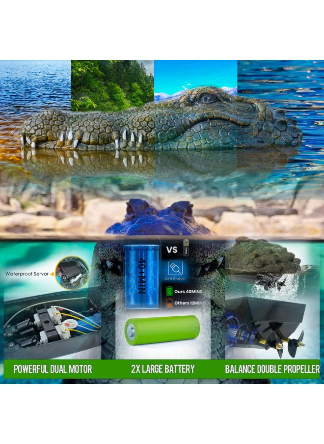 Akargol Akargol 2.4 GHz Remote Control Alligator Head RC Boats for Adults and Kids - Large Decoy and Floating Crocodile Head Prank, Rechargeable Battery, Boat Lake & Pool Toy  - Image 2