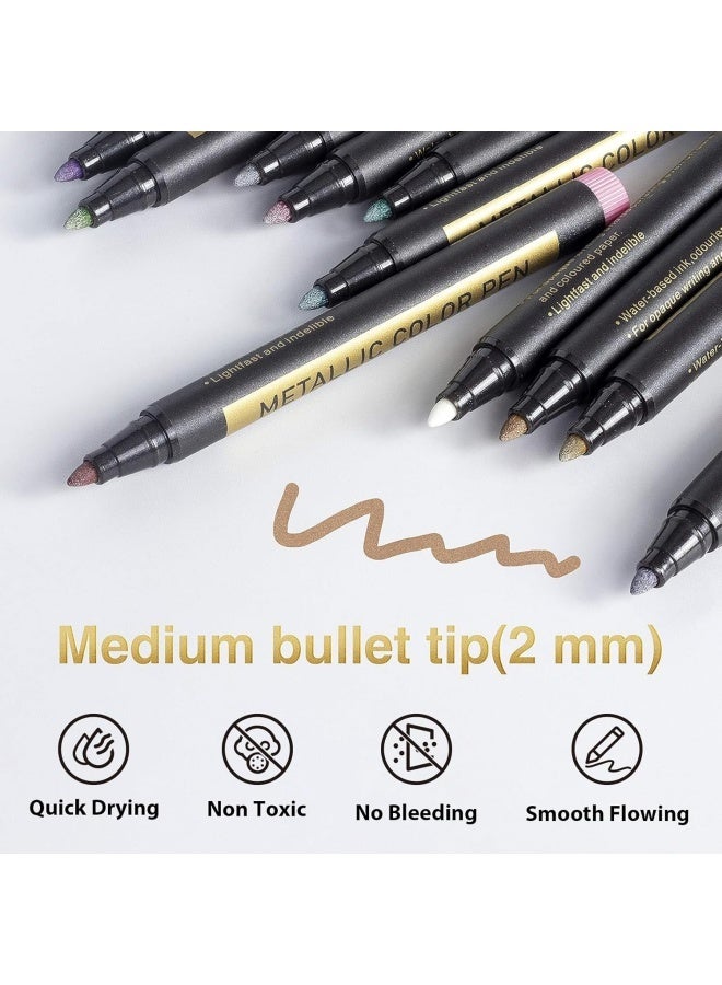 Metallic Paint Markers, 10 Colors Paint Pen Craft Markers for Art, Rock Painting, Photo Albums, Scrapbooking, Black Paper, Mug, Wood, Easter Eggs, Drawing & Adult Art Supplies - Image 2