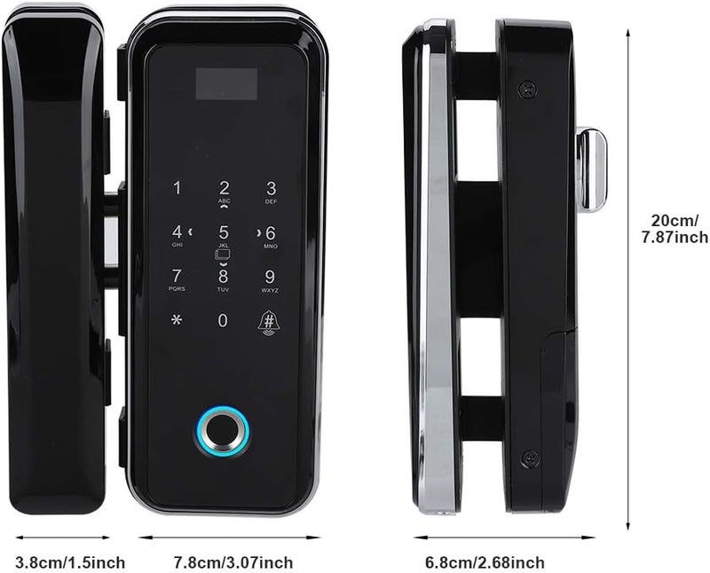 woobles Electronic Smart Glass Door Lock Fingerprint Smart Lock Password Door Access Control System Fingerprint/Password/Swipe/Remote Unlock for Home Office- - Image 3
