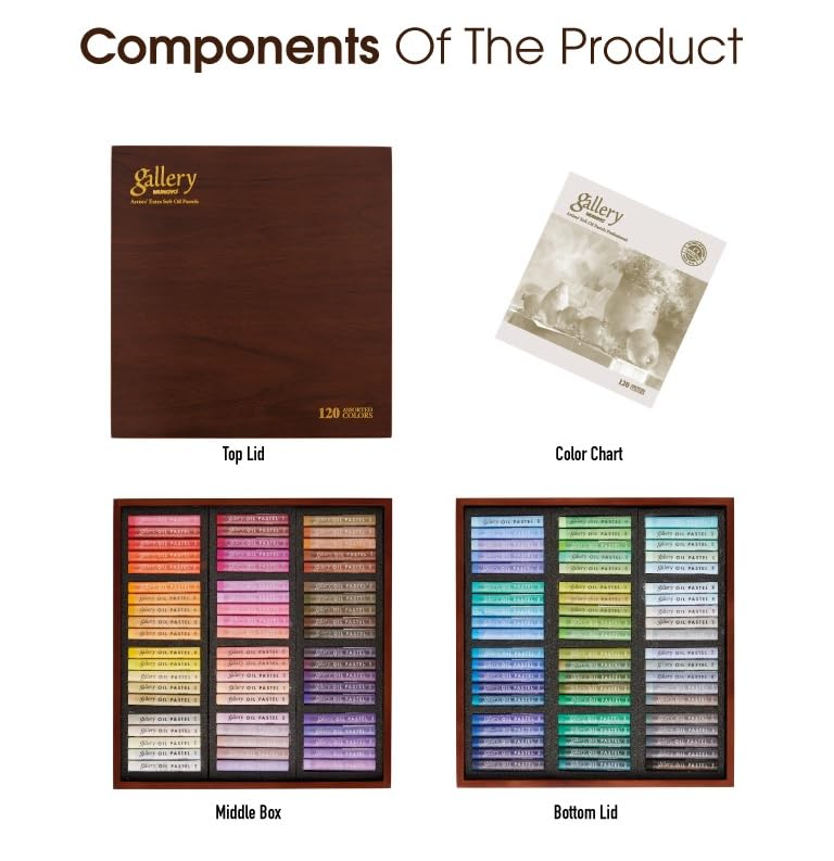 Mungyo Gallery Soft Oil Pastels Wood Box Set of 120 - Assorted Colors (MOPV-120W) - Image 4
