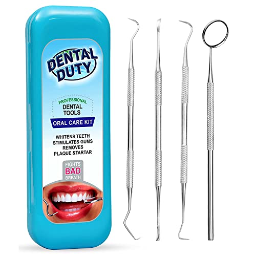 Dental Duty Dental Tools Dental Pick for Teeth Cleaning Tools Plaque Remover for Teeth with Teeth Cleaning Kit Stainless Steel Dental Mirror for Teeth Scraper and Scaler Aqua