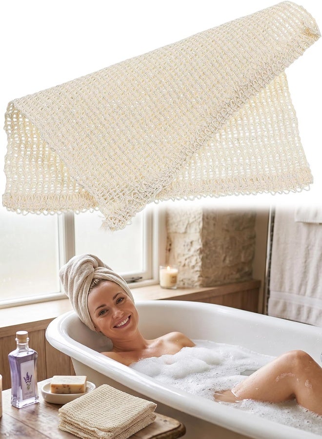 2PCS 100% Natural Biodegradable Sisal Washcloth Face Body Gentle Exfoliating Towel - Image 1