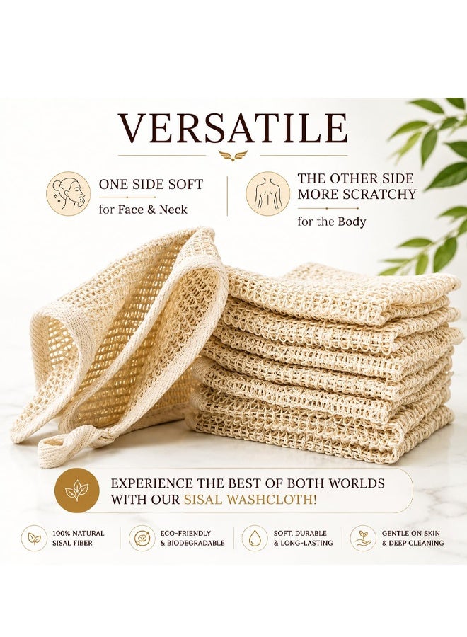 2PCS 100% Natural Biodegradable Sisal Washcloth Face Body Gentle Exfoliating Towel - Image 3