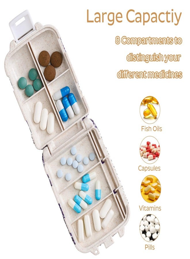Soleebee Portable 8 Compartments Daily Pill Organizer, Bling Crystal Pill Box Case, Small Travel Pill Planner, Pill Dispenser, Medicine Container Organizer to Hold Vitamin, Fish Oil (Purple - Image 3
