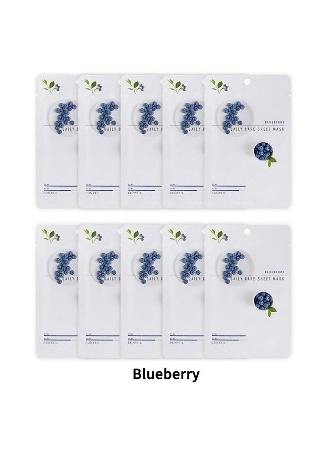 Eunyul [Pack Of 10] Eunyul Daily Care Facial Sheet Mask Pack Blueberry X 10Ea Korean Skincare Hydrating & Nourishing & Natural Ingredients For All Skin Types - Image 3
