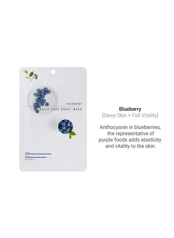Eunyul [Pack Of 10] Eunyul Daily Care Facial Sheet Mask Pack Blueberry X 10Ea Korean Skincare Hydrating & Nourishing & Natural Ingredients For All Skin Types - Image 4