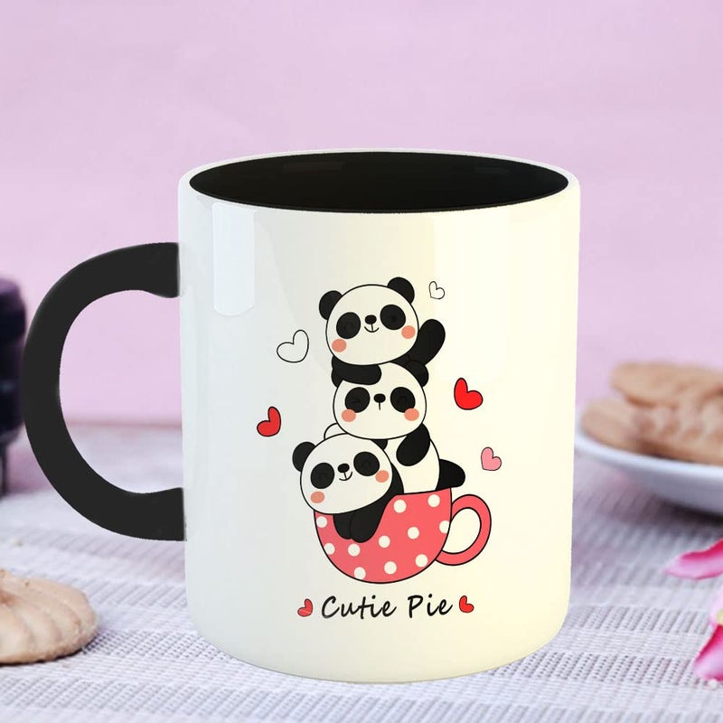 Happu Happu Printed Ceramic Coffee Mug Valentine Day Gifts Cutie Pie Panda Valentine Gifts for Friends Relatives Loved Ones Couples CoffeeTea Lovers Wife Husband 8880BK  - Image 4