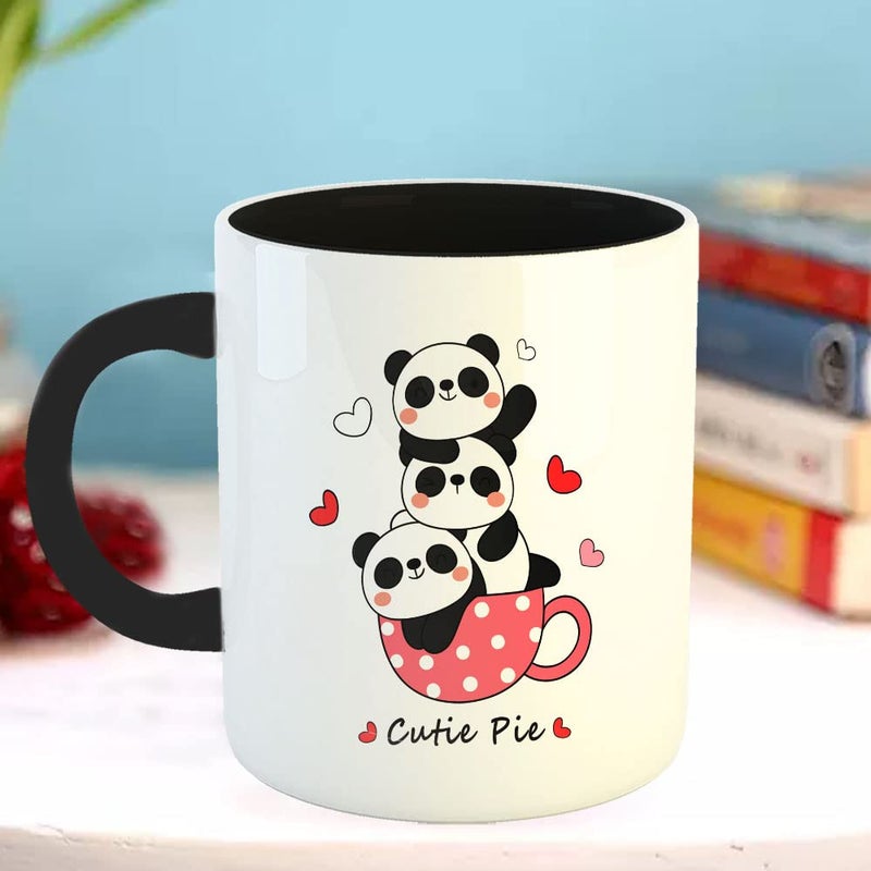 Happu Happu Printed Ceramic Coffee Mug Valentine Day Gifts Cutie Pie Panda Valentine Gifts for Friends Relatives Loved Ones Couples CoffeeTea Lovers Wife Husband 8880BK  - Image 3