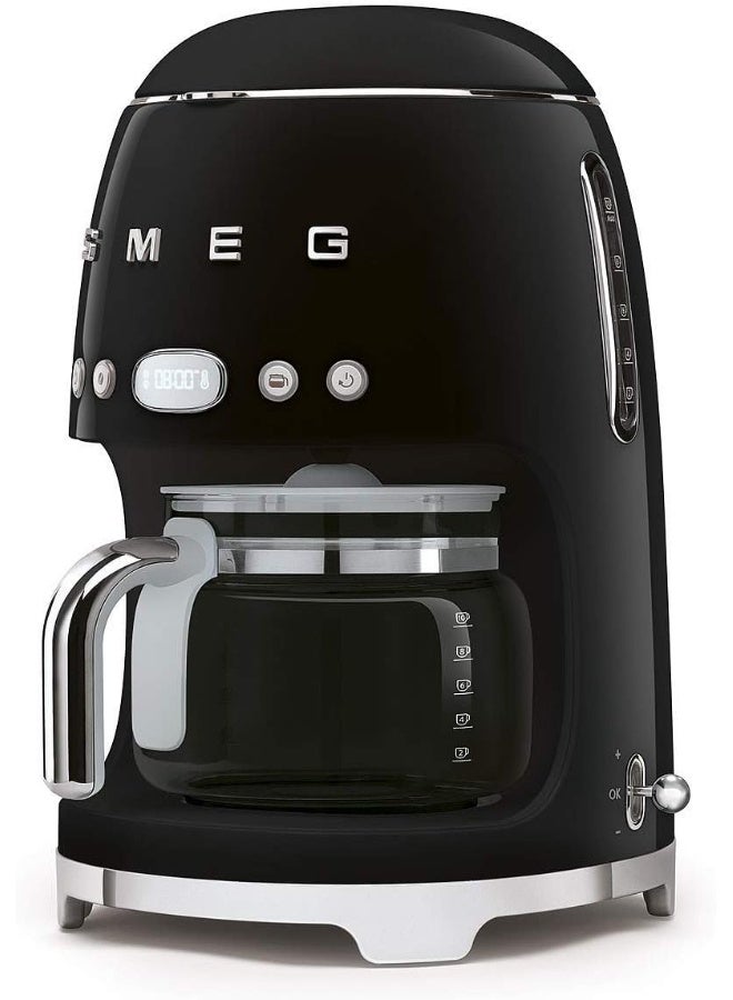 Smeg DCF02BLUK, Drip Coffee Machine, 10 Cup Capacity, Auto-Start Mode, REUseable Filter, Digital Display, Anti-Drip System, Aroma Intensity Option, 1.4 Litre Tank, Black 1050 W DCF02BLUK black - Image 2